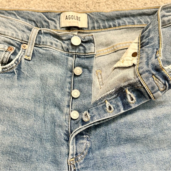 AGOLDE Nico Women’s High Rise Raw Hem Button Fly Slim Lt Blue Jeans Sz 29 - Picture 5 of 11